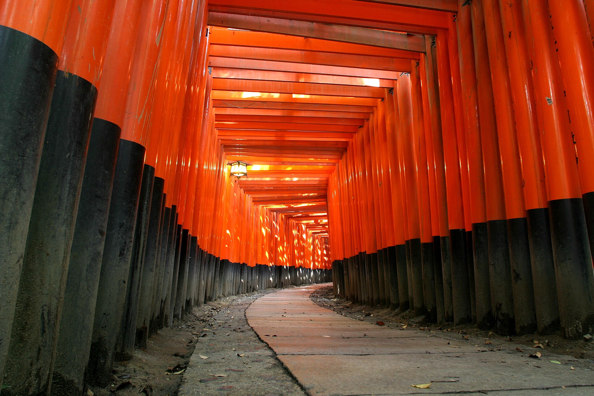 Vermilion torii corridor at Fushimi Inari Taisha